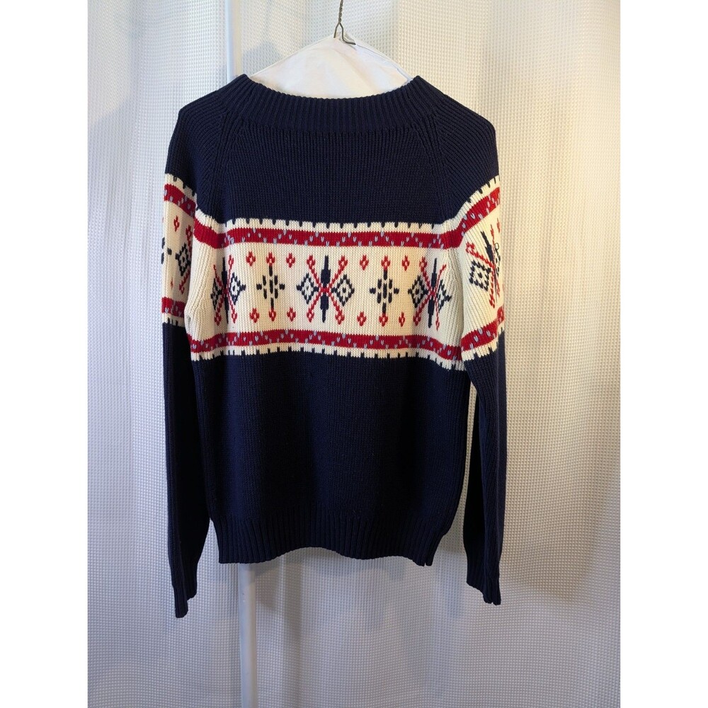 Vintage JCPenney Sweater Mens Medium Knit Blue Grandpa Ski Pullover (L03)